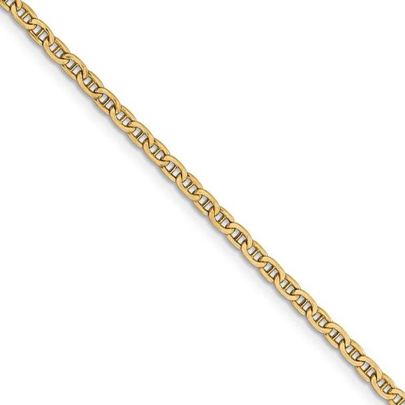 2.4mm 14k Yellow Gold Hollow Anchor Chain Necklace 20 Inch